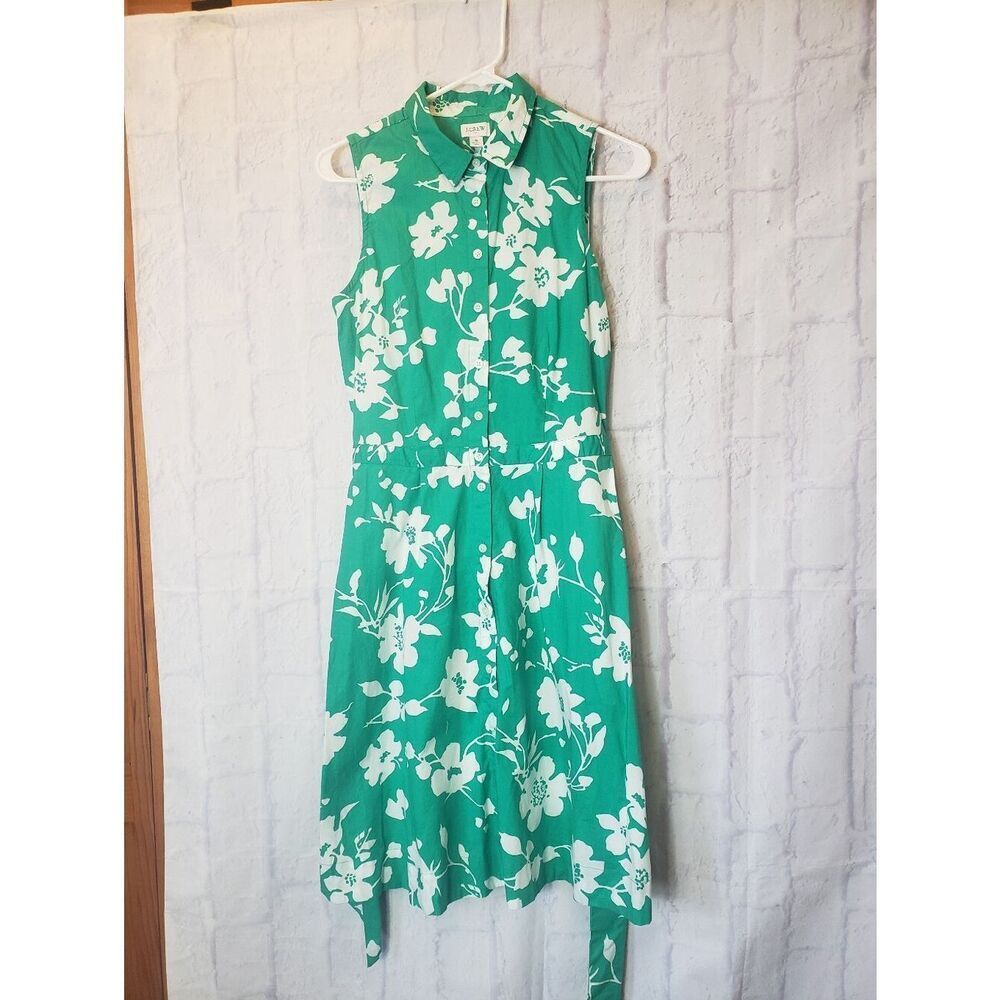 J. CREW Green & White Sleevesless Shirt Dress 6